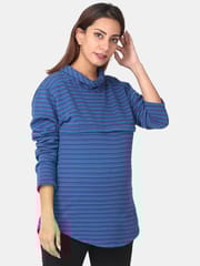 The Mom Store Dazzling Blue Shawl Collar Maternity and Nursing Sweat top