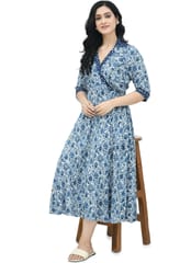 Mometernity Blue Floral Paisley Print Maternity & Nursing Dress