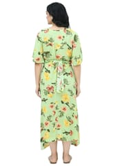 Mometernity Green Floral Tropical Print Maternity & Nursing Dress