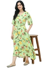 Mometernity Green Floral Tropical Print Maternity & Nursing Dress