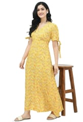 Mometernity Yellow Ditsy Floral Print Maternity Maxi Dress