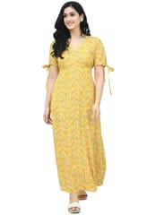 Mometernity Yellow Ditsy Floral Print Maternity Maxi Dress