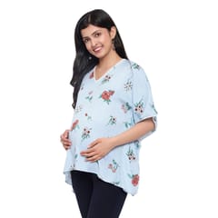 Mometernity Striped Floral Maternity Kaftan Top