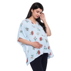 Mometernity Striped Floral Maternity Kaftan Top