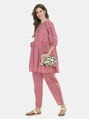 Mometernity Pink All over Floral Print Maternity Top & Pant set