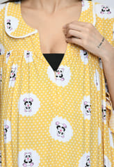 Mometernity Yellow Polka Panda Print Maternity Nursing Gown