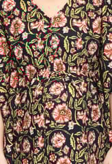 Mometernity Black Floral Cotton Maternity & Nursing Kaftan Top & Pant Set