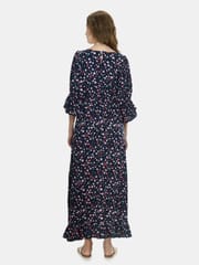 Mometernity Navy Floral Ditsy Print Maternity & Nursing Maxi Dress