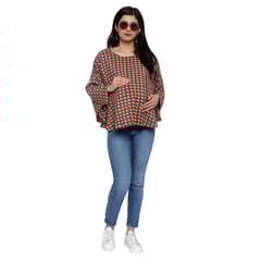 Mometernity Geometric Print Maternity Poncho Cape Top