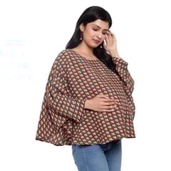 Mometernity Geometric Print Maternity Poncho Cape Top