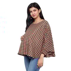 Mometernity Geometric Print Maternity Poncho Cape Top