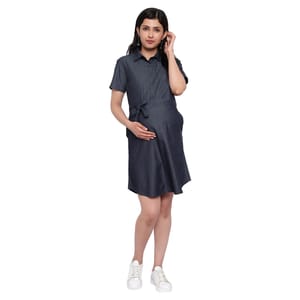 Mometernity Blue Denim Maternity & Nursing Tunic Dress