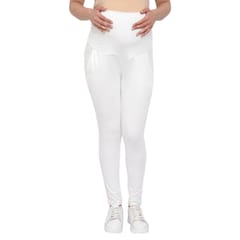 Mometernity Off White Over Belly Maternity Leggings With Pockets