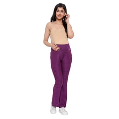 Mometernity Purple Melange Stretch Flared Maternity Bottom