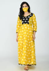Mometernity Yellow & Black Elephant Print Maternity & Nursing Maxi Dress