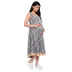 Mometernity Sleeveless Ikat Maternity Kurta Dress