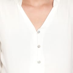 Mometernity Off White Solid Button Down Maternity & Nursing Shirt