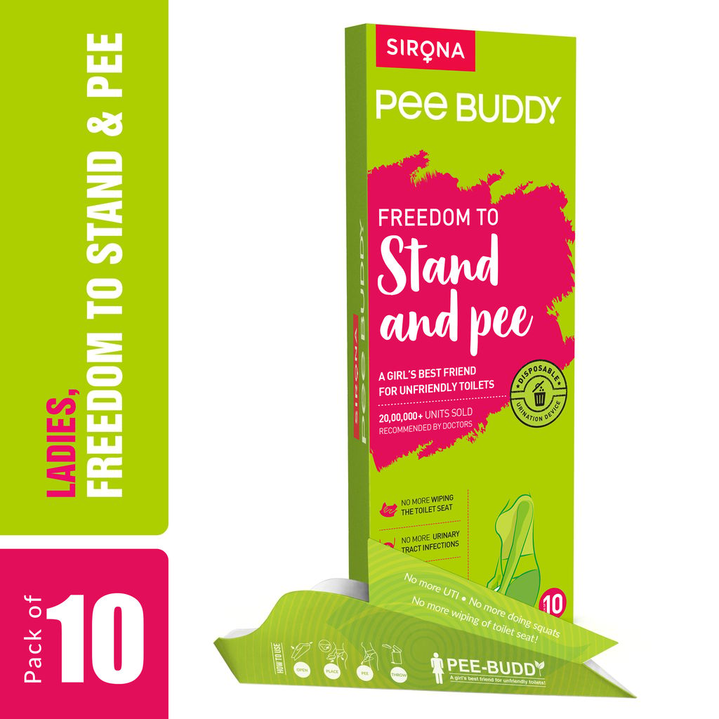 SIRONA PeeBuddy - Disposable, Portable Female Urination Device for Women - 10 Funnels