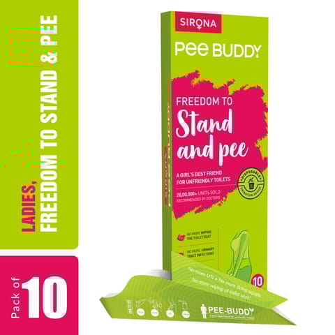 SIRONA PeeBuddy - Disposable, Portable Female Urination Device for Women - 10 Funnels