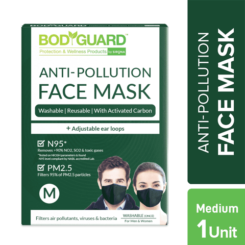 SIRONA BodyGuard N95 + PM2.5 Anti Pollution Face Mask with Activated Carbon - Medium