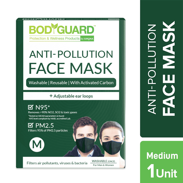 SIRONA BodyGuard N95 + PM2.5 Anti Pollution Face Mask with Activated Carbon - Medium