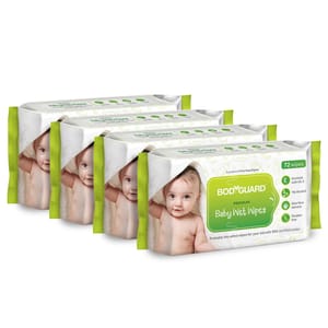 BodyGuard Premium Paraben Free Baby Wet Wipes with Aloe Vera - 288 Wipes (4 Pack, 72 each)