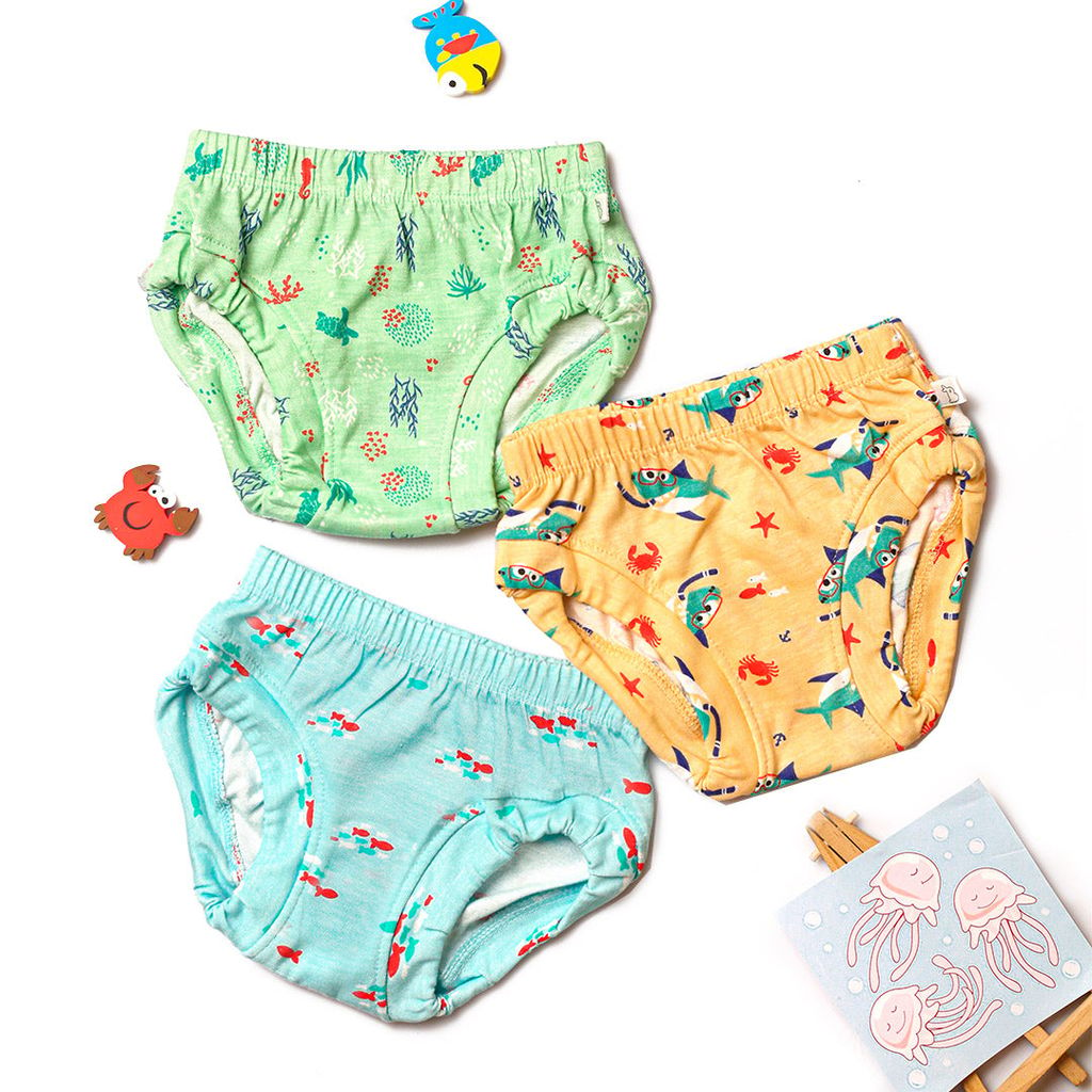 Super Bottoms Sea-Saw Unisex Toddler Briefs - Pack of 3