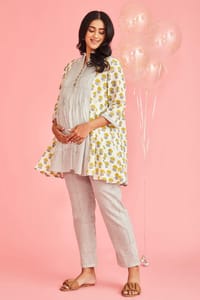 The Mama Project Anvi Maternity & Nursing Pinstripe Kurta Set