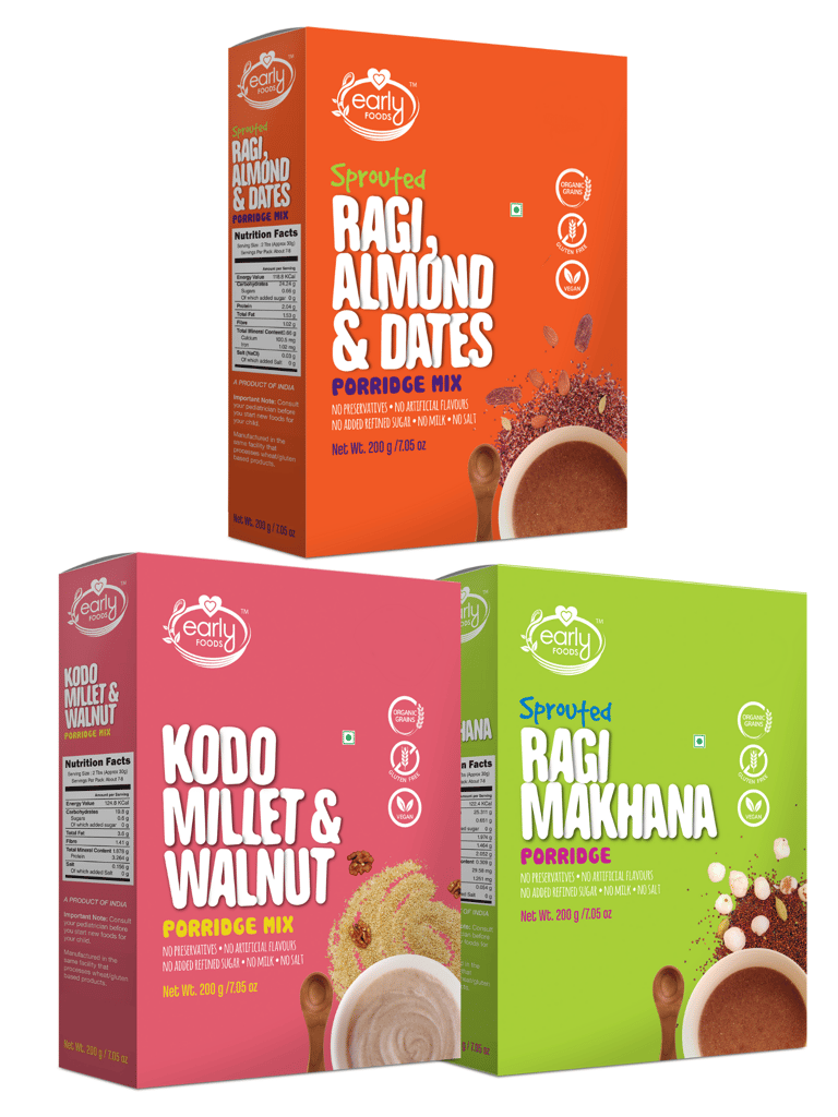 Early Foods Combo of 3 Organic Millet Porridges - Dinner Cereal Combo for Kids