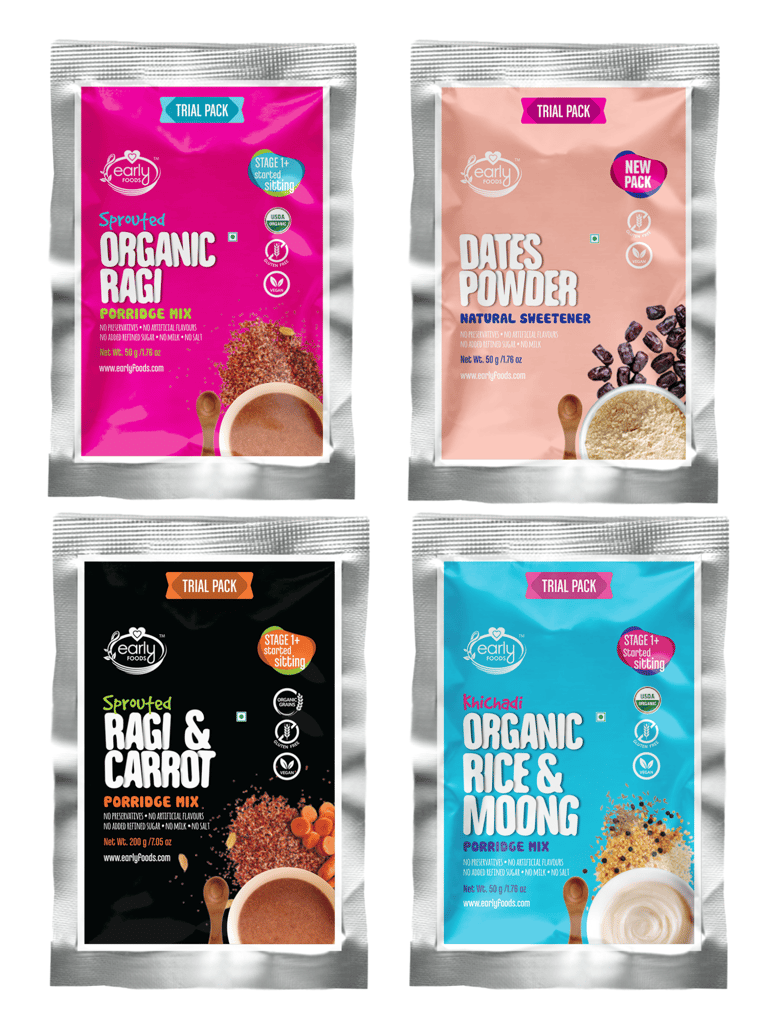 Early Foods Stage 1 Trial Pack Combo - Organic Fresh Porridge Mixes - 50g each X 3
