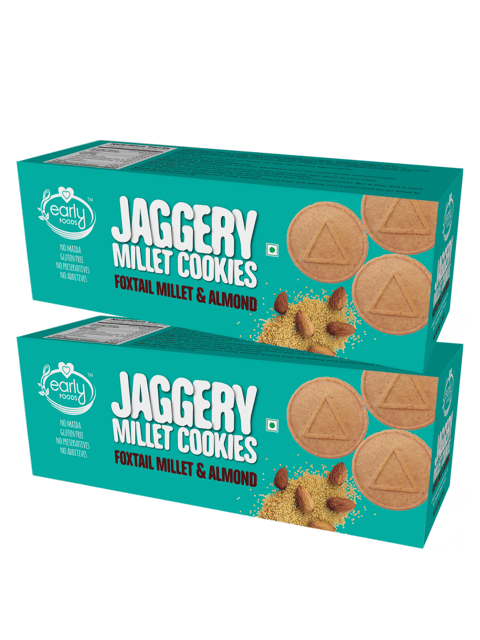 Early Foods Pack of 2 - Foxtail Millet and Almond Jaggery Cookies 150g X 2