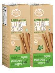 Early Foods Pack of 2 - Whole Wheat Ajwain Jaggery Teething Sticks 150g X 2