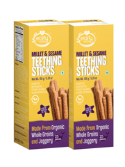 Early Foods Pack of 2 - Millet and Sesame Jaggery Teething Sticks 150g X 2, Healthy Children Snack Combo