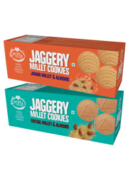 Early Foods Assorted Pack of 2 - Jowar and Foxtail Almond Jaggery Cookies X 2, 150g each
