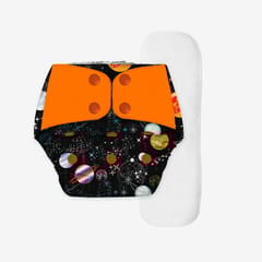 Regular Diaper by Snugkins Freesize Reusable, Waterproof and Washable Cloth Diapers for day time use - Galaxy ride
