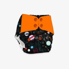 Regular Diaper by Snugkins Freesize Reusable, Waterproof and Washable Cloth Diapers for day time use - Galaxy ride