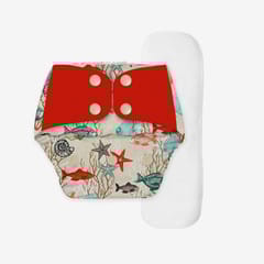 Regular Diaper by Snugkins Freesize Reusable, Waterproof and Washable Cloth Diapers for day time use -Aquatic Dream