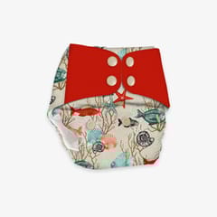 Regular Diaper by Snugkins Freesize Reusable, Waterproof and Washable Cloth Diapers for day time use -Aquatic Dream