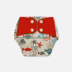 Regular Diaper by Snugkins Freesize Reusable, Waterproof and Washable Cloth Diapers for day time use -Aquatic Dream