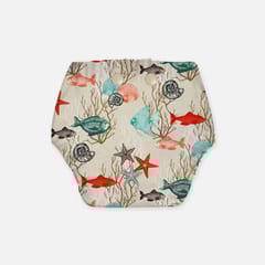 Regular Diaper by Snugkins Freesize Reusable, Waterproof and Washable Cloth Diapers for day time use -Aquatic Dream