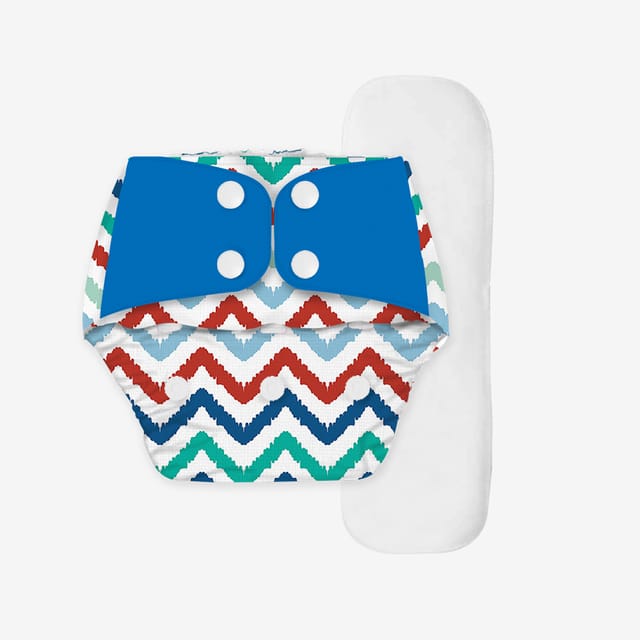 Regular Diaper by Snugkins Freesize Reusable, Waterproof and Washable Cloth Diapers for day time use - Dizzy waves