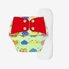 Regular Diaper by Snugkins Freesize Reusable, Waterproof and Washable Cloth Diapers for day time use - Dreamy sheep
