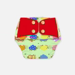Regular Diaper by Snugkins Freesize Reusable, Waterproof and Washable Cloth Diapers for day time use - Dreamy sheep