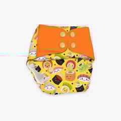 Regular Diaper by Snugkins Freesize Reusable, Waterproof and Washable Cloth Diapers for day time use - Mushi Sushi