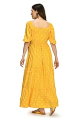 Mometernity All Over Polka Dot Tiered Maternity and Nursing Maxi Dress - Yellow