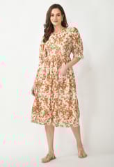 Mometernity Schiffli Floral Print Maternity and Nursing Midi Dress - White
