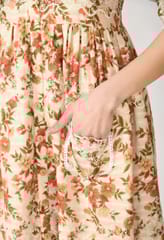 Mometernity Schiffli Floral Print Maternity and Nursing Midi Dress - White