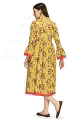 Mometernity Floral Print Maternity and Nursing Kurta Dress - Yellow