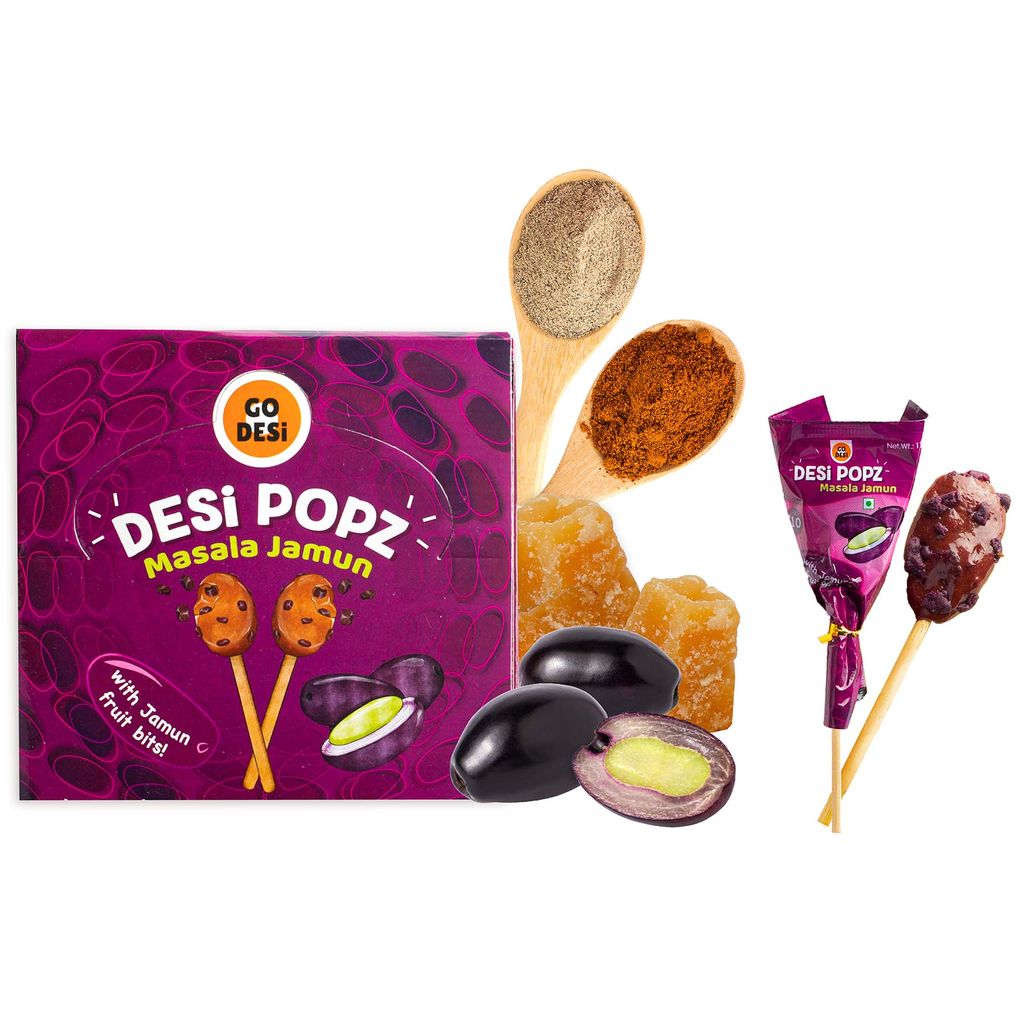 GO DESi Masala Jamun, Pack of 40 pieces, Desi popz with Bits, Fruit Snacks, Lollipop, 440 gm