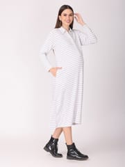 The Mom Store Ribbed Stripes A line Maternity and Nursing Dress